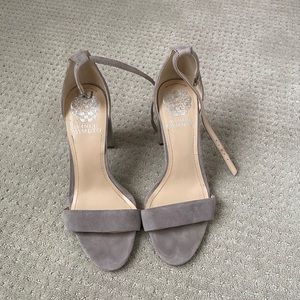 Grey suede heels